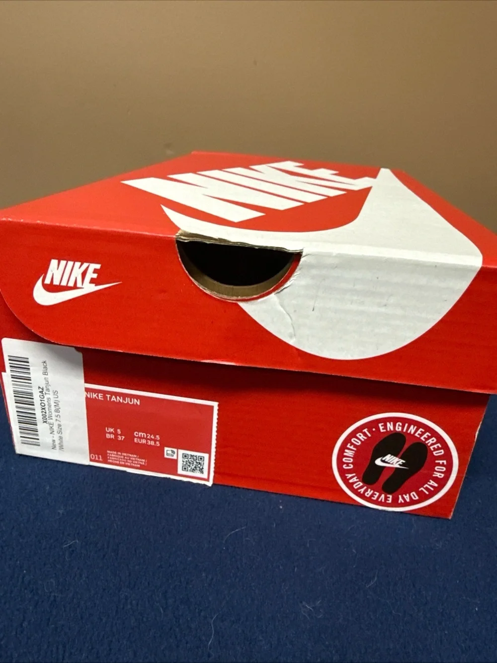 Nike Empty  Shoe Replacement Box 11.5 x 7.5”x 4”  Red White Swoosh Tissue